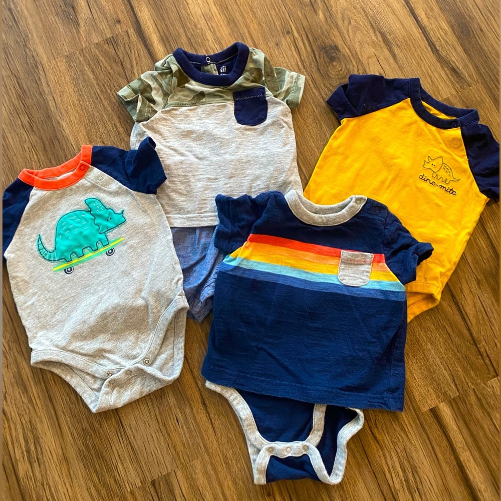 Lot of FOUR Baby Gap boy onesies